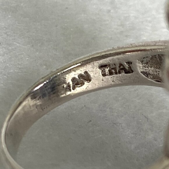 Sterling Silver 925 HAN Thai Oval Amethyst 1" Large Marcasite Ring Sz 6.25 - Picture 7 of 16